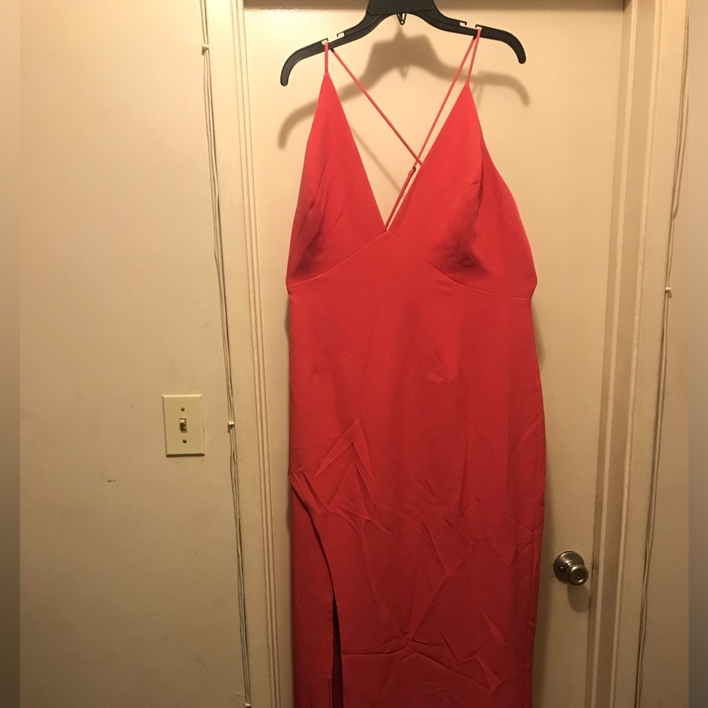Long Party gown with spaghetti strap and slip